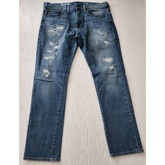 Gap 1969 Slim Men's size 34x30 Distressed Denim Slim Jeans (E3) - Picture 1 of 16